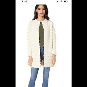 Women’s J. Crew Juliette collarless sweater-blazer cream fringe size XS